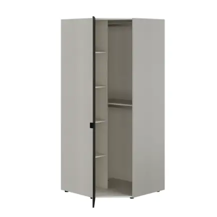 Oryana Tek Kapaklı Aynalı Köşe Gardırop - Trend Gri 90x210x90 cm - 4