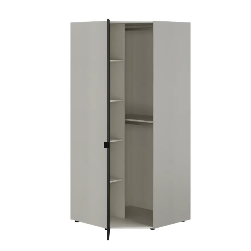 Oryana Tek Kapaklı Aynalı Köşe Gardırop - Trend Gri 90x210x90 cm - 4