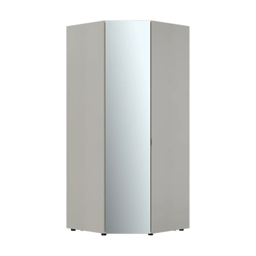Oryana Tek Kapaklı Aynalı Köşe Gardırop - Trend Gri 90x210x90 cm - 3