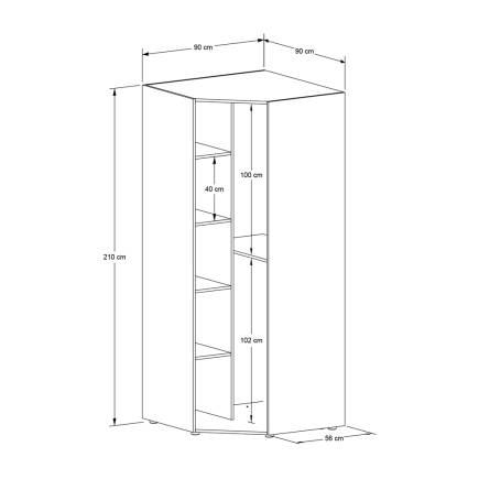 Oryana Tek Kapaklı Aynalı Köşe Gardırop - Trend Gri 90x210x90 cm - 8