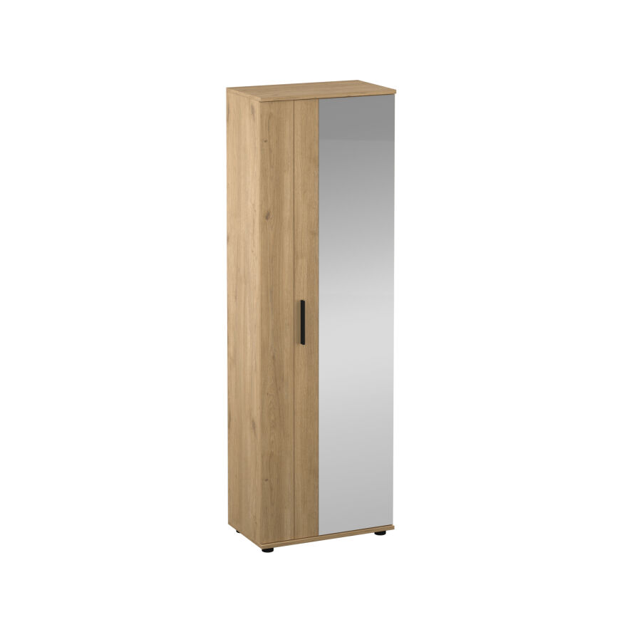 Porto 10 Bölmeli 2 Kapılı Aynalı Ayakkabılık - Florida Meşe 60x187x36 cm - 1