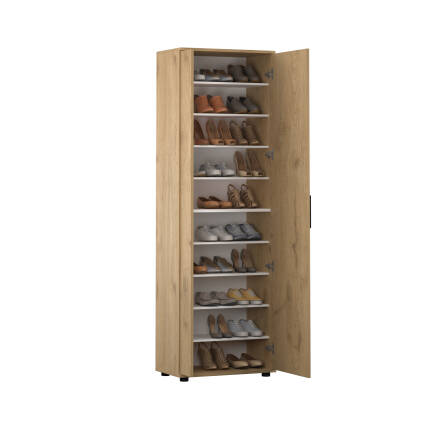 Porto 10 Bölmeli 2 Kapılı Aynalı Ayakkabılık - Florida Meşe 60x187x36 cm - Adore Mobilya (1)