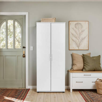 Porto 10 Raflı Kapaklı Geniş Ayakkabılık-Mat Beyaz 76x187x36 cm (GxYxD) - 1