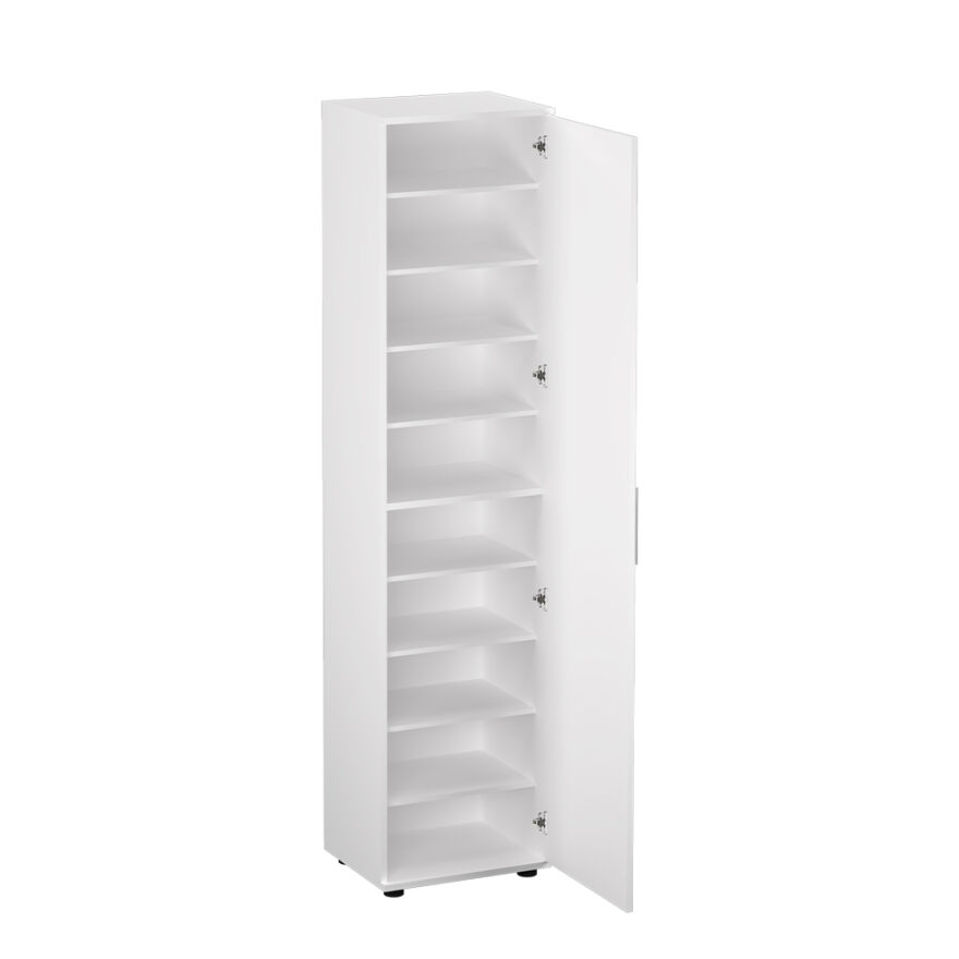 Porto 10 Raflı Tek Kapaklı Aynalı Ayakkabılık-Mat Beyaz 45x187x36 cm (GxYxD) - 4