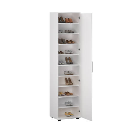 Porto 10 Raflı Tek Kapaklı Aynalı Ayakkabılık-Mat Beyaz 45x187x36 cm (GxYxD) - 3