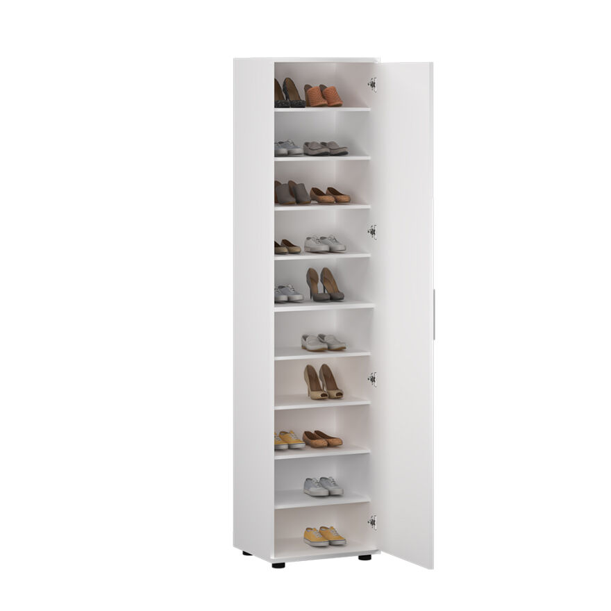 Porto 10 Raflı Tek Kapaklı Aynalı Ayakkabılık-Mat Beyaz 45x187x36 cm (GxYxD) - 3