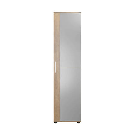 Porto 10 Raflı Tek Kapaklı Aynalı Ayakkabılık-Açık Ceviz(Tori) 45x187x36 cm (GxYxD) - 2