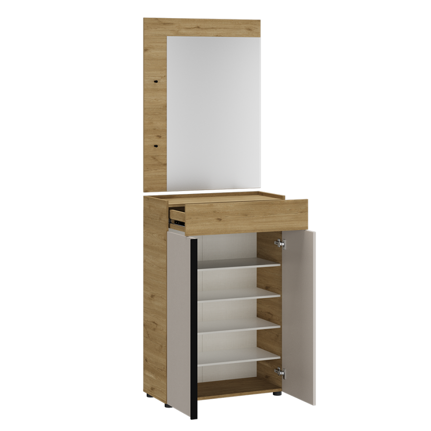 Porto 2 Askılı Aynalı Vestiyer Panosu - Florida Meşe 72x97x3 cm - 3