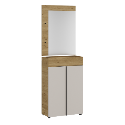 Porto 2 Askılı Aynalı Vestiyer Panosu - Florida Meşe 72x97x3 cm (1)