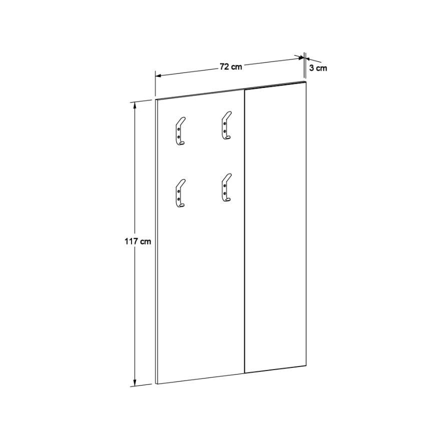 Porto 4 Askılı Aynalı Vestiyer Panosu - Florida Meşe 72x117x3 cm - 6