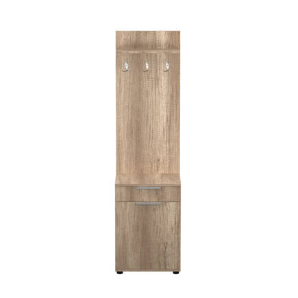 Porto Tek Kapaklı Çekmeceli Portmanto ve Ayakkabılık-Açık Ceviz(Tori) 52x187x36 cm (GxYxD) - 6