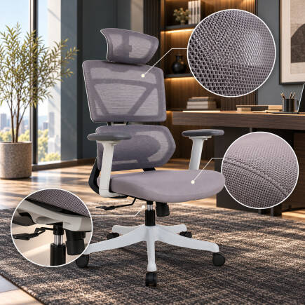 Pro-Tech Ultra Ergonomik Yönetici ve Çalışma Koltuğu - Gri 70x113-124x69 cm - 11