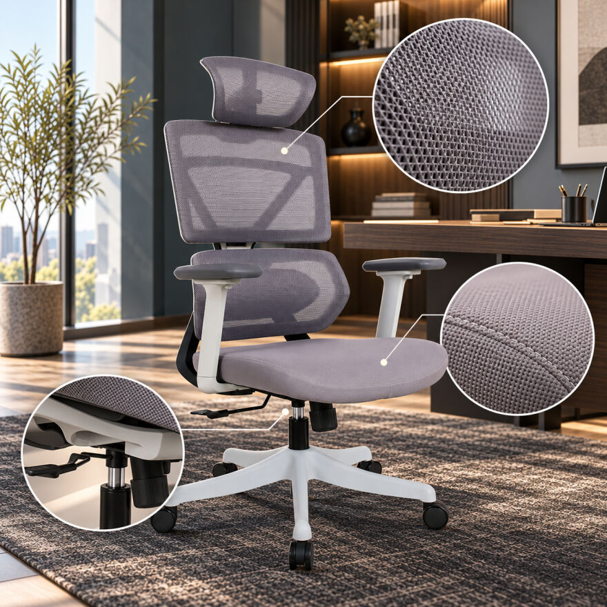 Pro-Tech Ultra Ergonomik Yönetici ve Çalışma Koltuğu - Gri 70x113-124x69 cm - 11