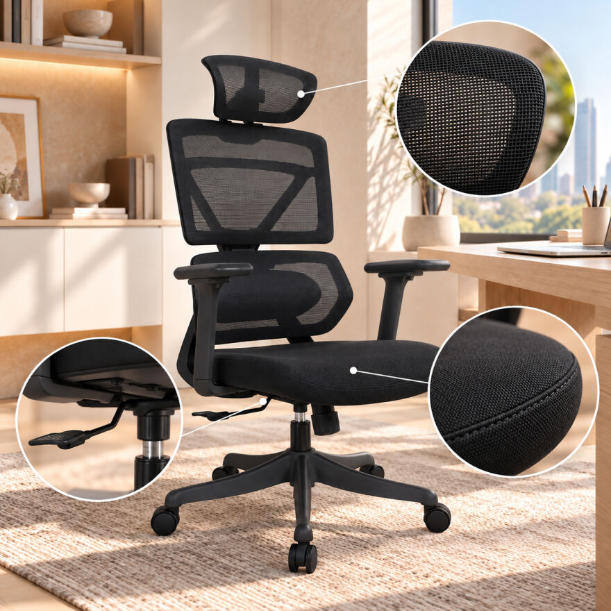 Pro-Tech Ultra Ergonomik Yönetici ve Çalışma Koltuğu - Siyah 70x113-124x69 cm - 11