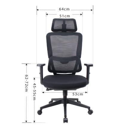 Reflex Full Ergonomic Yönetici ve Çalışma Koltuğu File Kumaş - Siyah 64x123-133x65 cm - 7