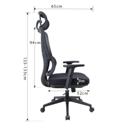 Reflex Full Ergonomic Yönetici ve Çalışma Koltuğu File Kumaş - Siyah 64x123-133x65 cm - 8