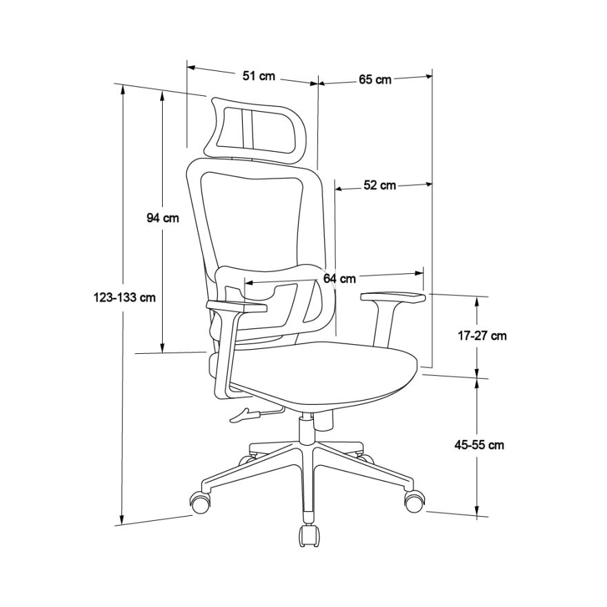 Reflex Full Ergonomic Yönetici ve Çalışma Koltuğu File Kumaş - Siyah 64x123-133x65 cm - 9
