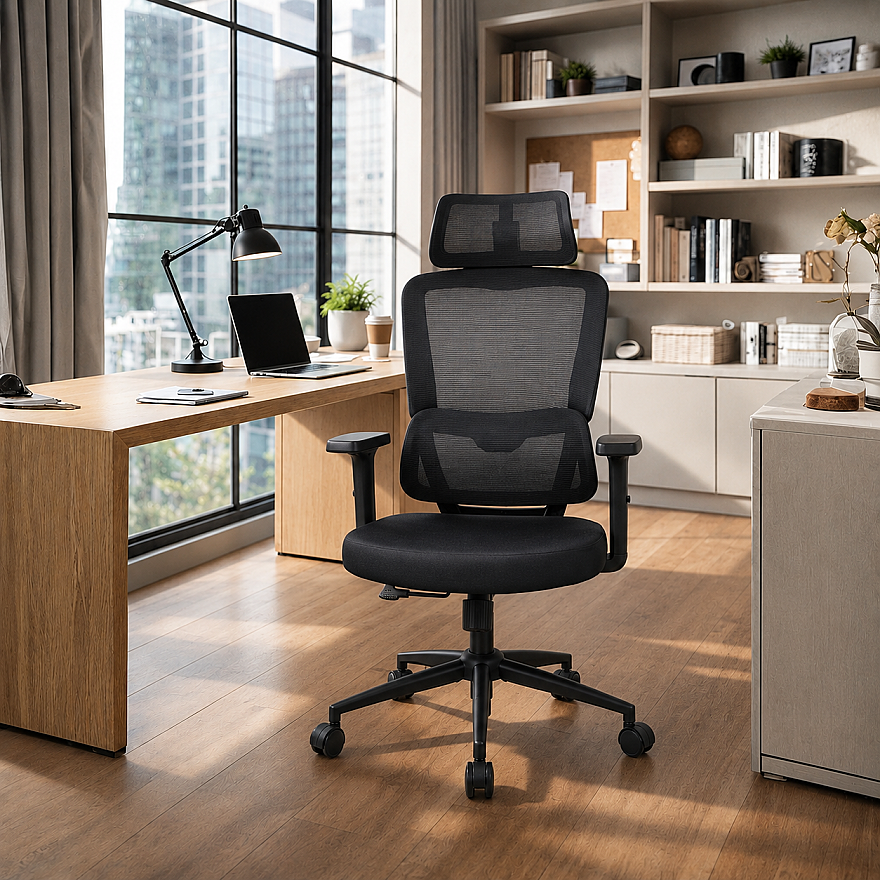 Reflex-S Full Ergonomic Yönetici ve Çalışma Koltuğu File Kumaş - Siyah 66x124-134x-74 cm - 3