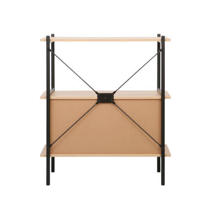 Retro 2 Raflı Sürgü Kapaklı Metal Kitaplık - Ceviz/Siyah 80x92x40 cm - 5