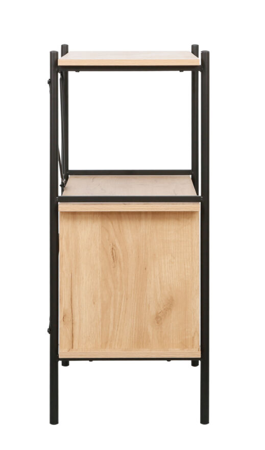 Retro 2 Raflı Sürgü Kapaklı Metal Kitaplık - Ceviz/Siyah 80x92x40 cm - 8