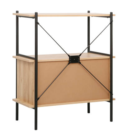 Retro 2 Raflı Sürgü Kapaklı Metal Kitaplık - Ceviz/Siyah 80x92x40 cm - 3