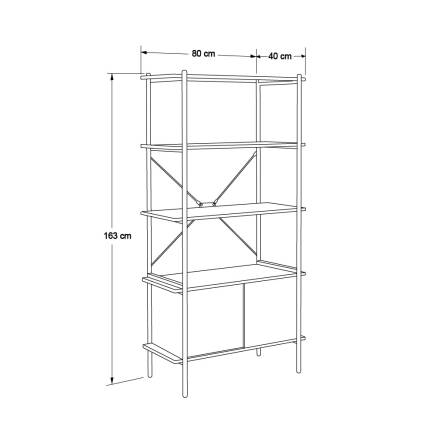 Retro 4 Raflı Sürgü Kapaklı Metal Kitaplık - Ceviz/Siyah 80x163x40 cm - 10
