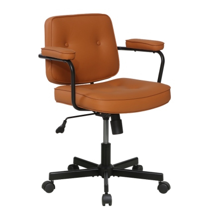 Retro Ofis ve Çalışma Sandalyesi S.Deri - Koyu Hardal 63x58-61x71 cm 