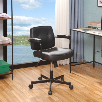 Retro Ofis ve Çalışma Sandalyesi S.Deri - Siyah 63x58-61x71 cm - 3