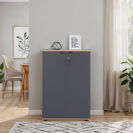 Rio 3 Raflı Kapaklı Kitaplık-Antrasit-Kontra 72x109x34 cm (GxYxD) - 1