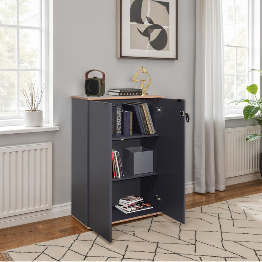 Rio 3 Raflı Kapaklı Kitaplık-Antrasit-Kontra 72x109x34 cm (GxYxD) - 7