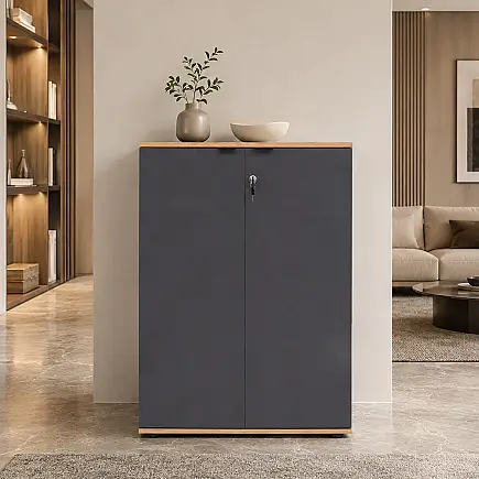 Rio 3 Raflı Kapaklı Kitaplık-Antrasit-Kontra 72x109x34 cm (GxYxD) - 4