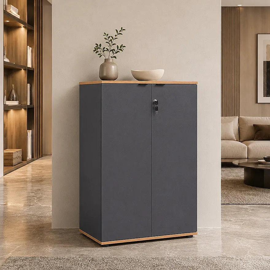 Rio 3 Raflı Kapaklı Kitaplık-Antrasit-Kontra 72x109x34 cm (GxYxD) - 1