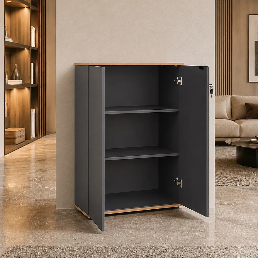 Rio 3 Raflı Kapaklı Kitaplık-Antrasit-Kontra 72x109x34 cm (GxYxD) - 2