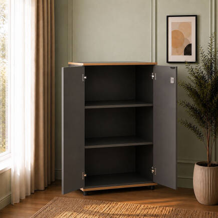 Rio 3 Raflı Kapaklı Kitaplık-Antrasit-Kontra 72x109x34 cm (GxYxD) (1)