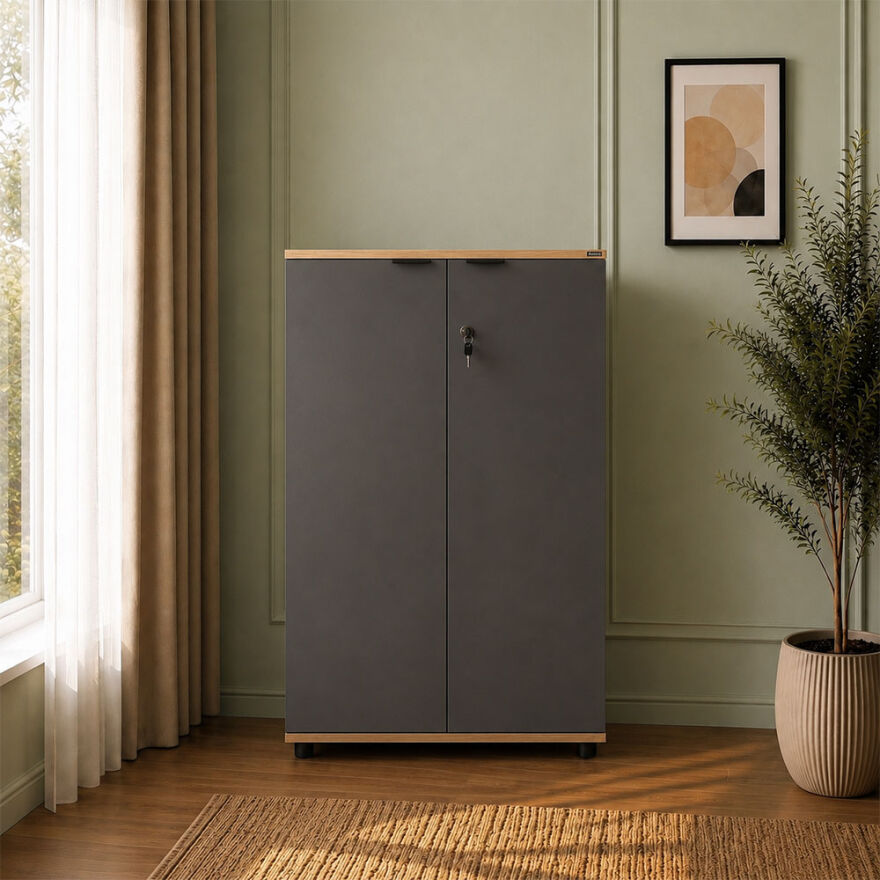 Rio 3 Raflı Kapaklı Kitaplık-Antrasit-Kontra 72x109x34 cm (GxYxD) - 4