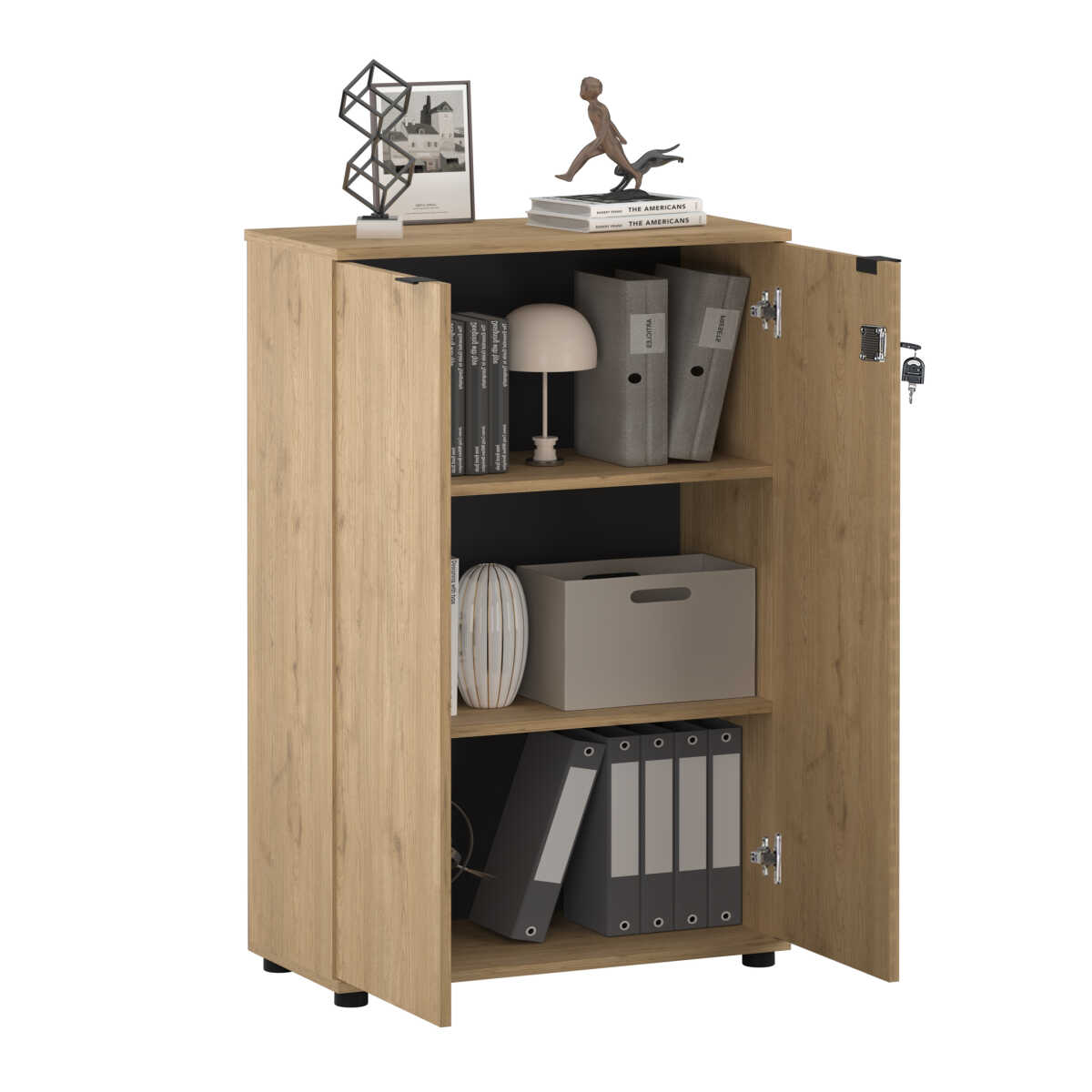 Rio 3 Raflı Kapaklı Kitaplık - Florida Meşe 72x109x34 cm - Adore Mobilya (1)