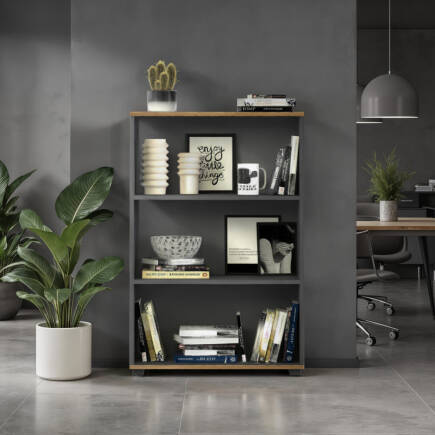 Rio 3 Raflı Kitaplık - Antrasit/Kontra 72x109x34 cm - 1