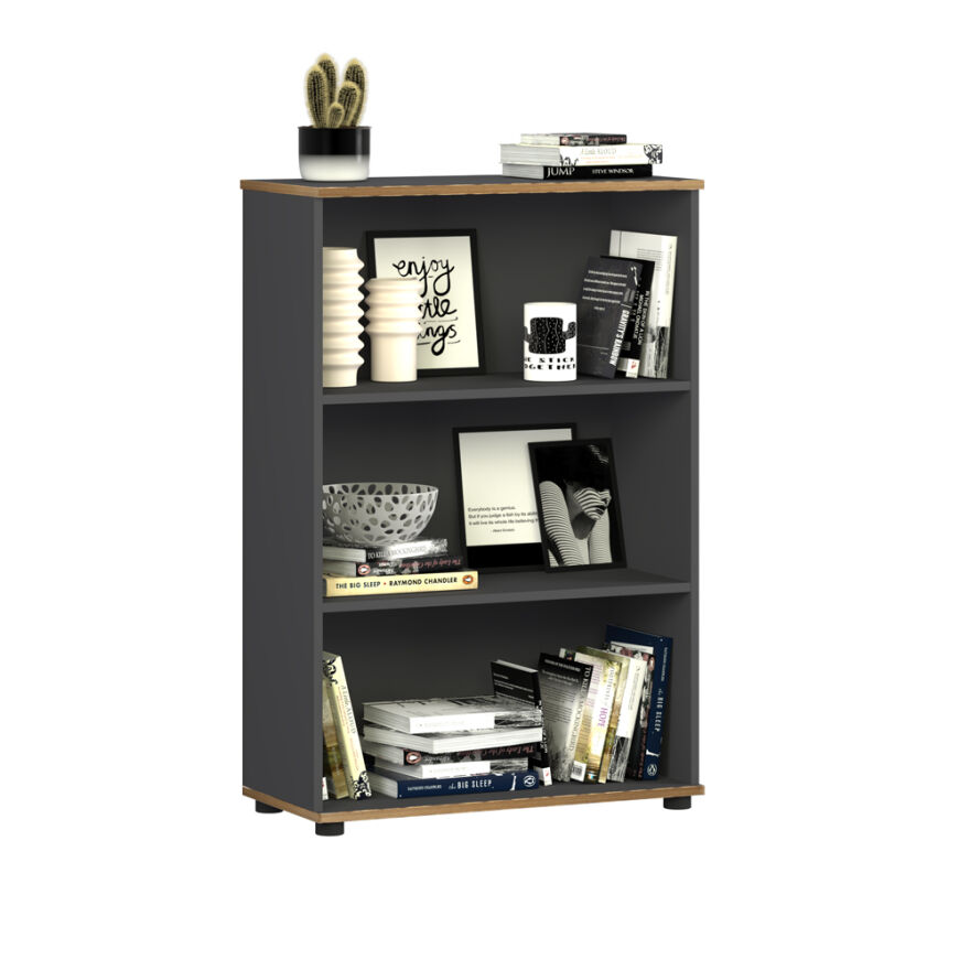 Rio 3 Raflı Kitaplık - Antrasit/Kontra 72x109x34 cm - 2