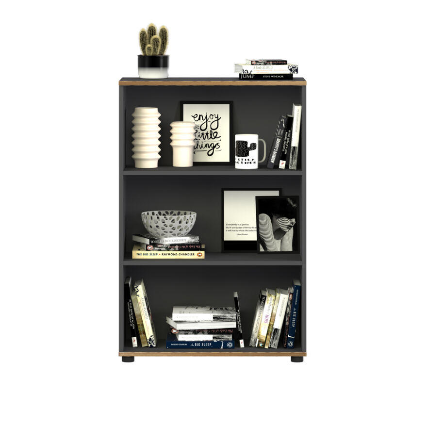 Rio 3 Raflı Kitaplık - Antrasit/Kontra 72x109x34 cm - 3