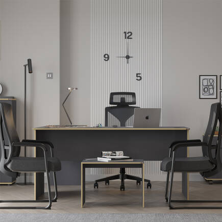 Rio L Ofis Masası - Antrasit/Kontra 160x75x144 cm (GxYxD) 