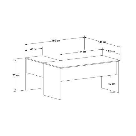 Rio L Ofis Masası - Florida Meşe 160x75x144 cm - 8