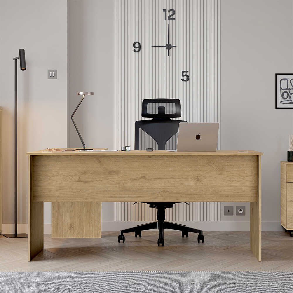 Rio L Ofis Masası - Florida Meşe 160x75x144 cm