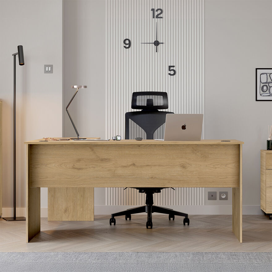 Rio L Ofis Masası - Florida Meşe 160x75x144 cm - 1