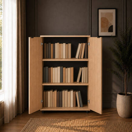 Rio 3 Raflı Kapaklı Kitaplık-Açık Ceviz(Tori) 72x109x34 cm (GxYxD) - 6