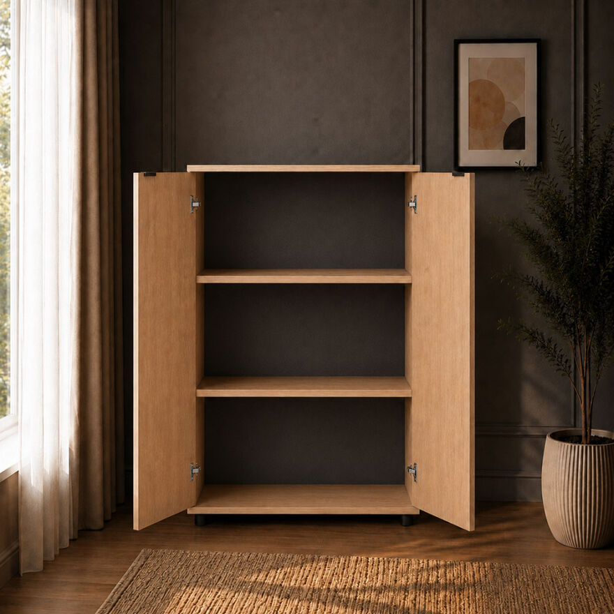 Rio 3 Raflı Kapaklı Kitaplık-Açık Ceviz(Tori) 72x109x34 cm (GxYxD) - 5
