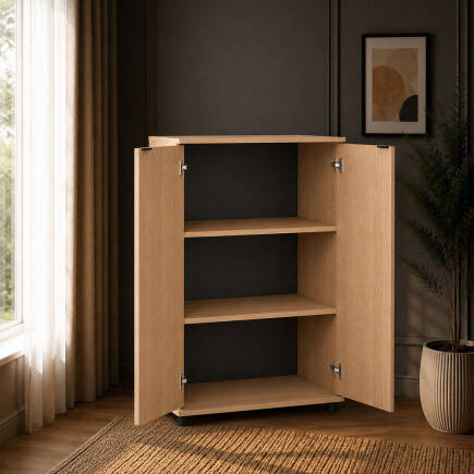 Rio 3 Raflı Kapaklı Kitaplık-Açık Ceviz(Tori) 72x109x34 cm (GxYxD) (1)