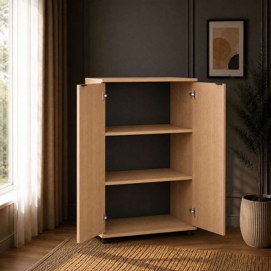 Rio 3 Raflı Kapaklı Kitaplık-Açık Ceviz(Tori) 72x109x34 cm (GxYxD) - 2