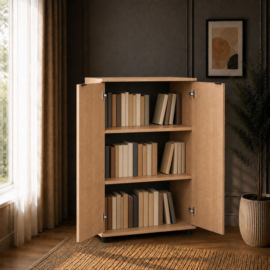 Rio 3 Raflı Kapaklı Kitaplık-Açık Ceviz(Tori) 72x109x34 cm (GxYxD) - 3