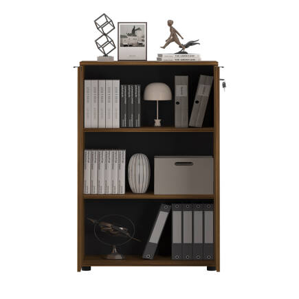Rio 3 Raflı Kapaklı Kitaplık-Koyu Ceviz(Oslo Ceviz) 72x109x34 cm (GxYxD) - 7