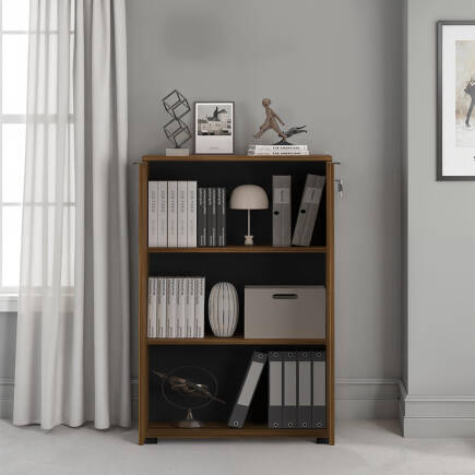 Rio 3 Raflı Kapaklı Kitaplık-Koyu Ceviz(Oslo Ceviz) 72x109x34 cm (GxYxD) - 10